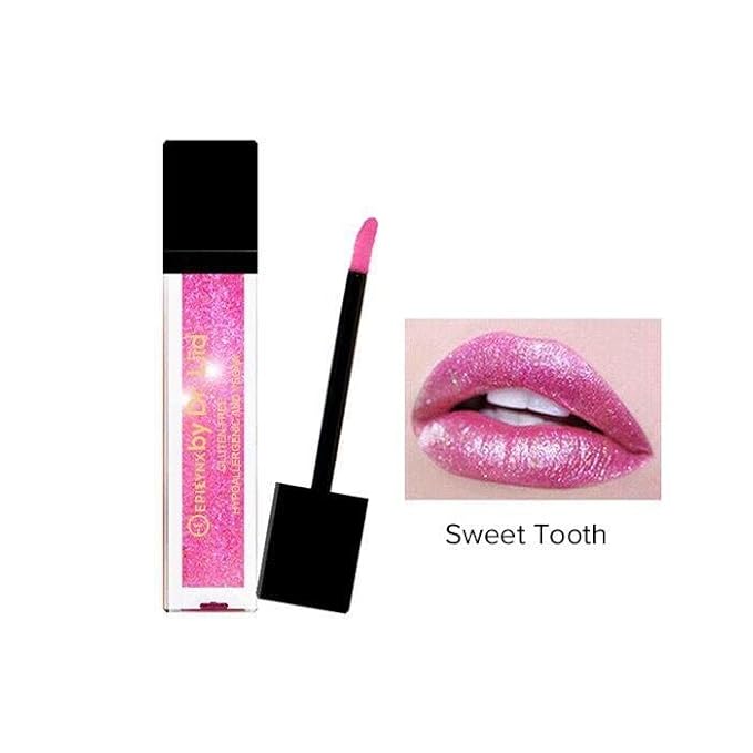 Vegan Glitter & Matte Liquid Lip Gloss - Moisturizing Formula for Hydration & Long Lasting Wear - Cruelty Free, Paraben Free, Gluten Free - Sweet Tooth Fuchsia Pink by Dr. Liia
