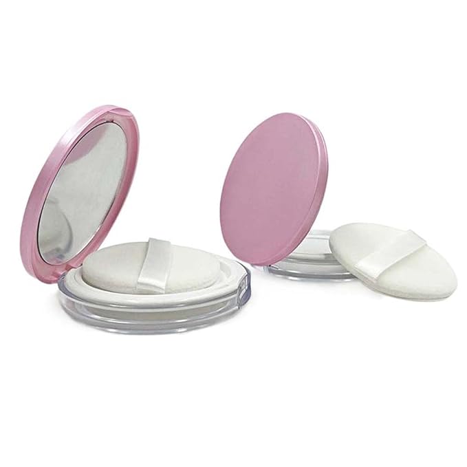 2 Pcs Loose Powder Container,3g Reusable Plastic Empty Powder Case Loose Powder Compact Case with Mirror and Net Sifter,Portable Makeup Powder case