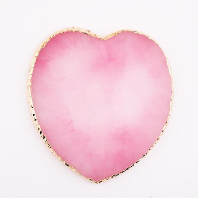 2Pcs Heart-Shaped Resin Nail Art Palette, Gold Edge Round Makeup Mixing Palette, Nail Polish Plate, Makeup,Nail Art Display Board Makeup Plate Cosmetic Mixing Tools Makeup Palettes,Makeup Palettes