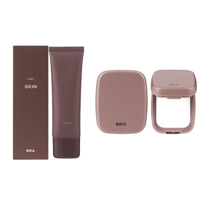 BBIA Last Skin Foundation (#00 IVORY BEIGE) + Last Sebum Pact BUNDLE SET/Medium Coverage & Semi-Matte Finish Liquid Foundation and Sebum Control Makeup Pressed Powder Pact