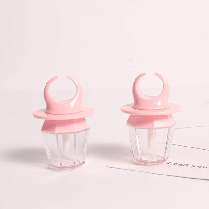 10 Pcs 8ml Pink Empty Lip Gloss Tube Bottle Diamond Ring Shape Plastic Refillable Lipgloss Tube Container Clear Lip Glaze Tube Wand Brush Lip Oil Vials DIY Cosmetic Lipstick Tube Makeup Tool