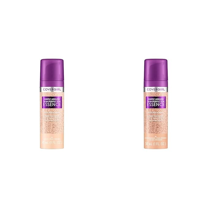 Covergirl Simply Ageless Skin Perfector Essence Foundation Bundle with Shades 20 Light and 30 Light-Medium, 1oz Each