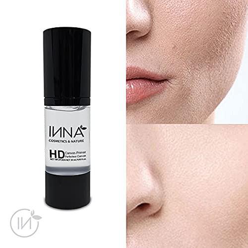 Inna Cosmetics & Nature - HD Canvas Primer vegan, gluten free, paraben free,oil-free, cruelty-free, Silicone-free, Made in Canada, 30ml., Clear, C-PPCPIM9