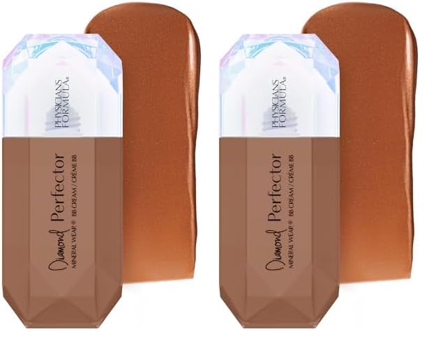 Physicians Formula Mineral Wear®Diamond Perfector BB Cream, 10 in 1 Skin Perfecting Beauty Balm, Lightweight & Luminous Finish - Deep to Rich (Pack of 2)