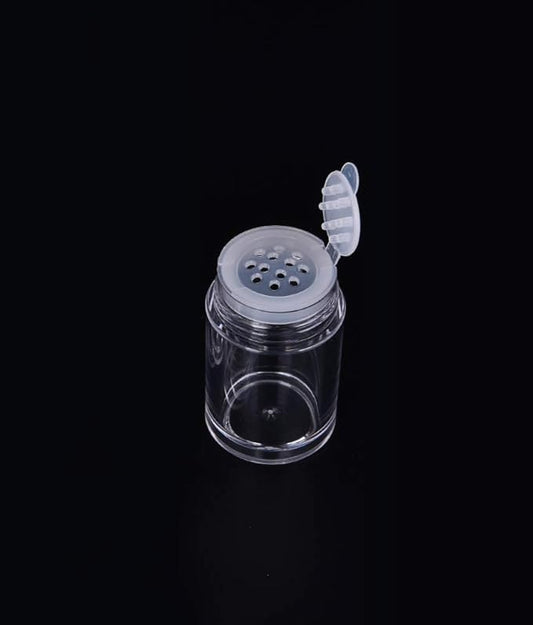 6 Pcs Plastic Loose Powder Jar 10g Clear Refillable Face Powder Case Cosmetic Sample Pots Bottles Eyeshow Powder Box Concealer Powder Sifter Container with 12 Holes (black lid)