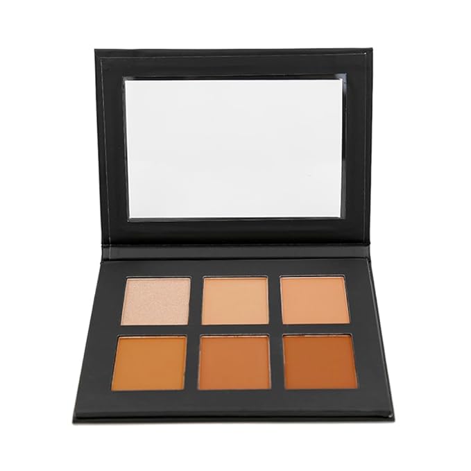 6 Color Contour Powder Kit Foundation Palette Contouring Makeup Kit Highlight Dramatically Sculpt Enhance Features (Deep)
