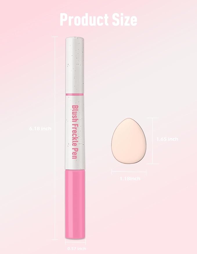Freckle Pen Blush 2 in 1 Natural Lifelike Light Brown Freckle Stamp Pink Liquid Blush for Cheeks Quick Dry Fake Freckles Long Lasting Faux Freckles Tattoo Marker Waterproof for Sunkissed Makeup