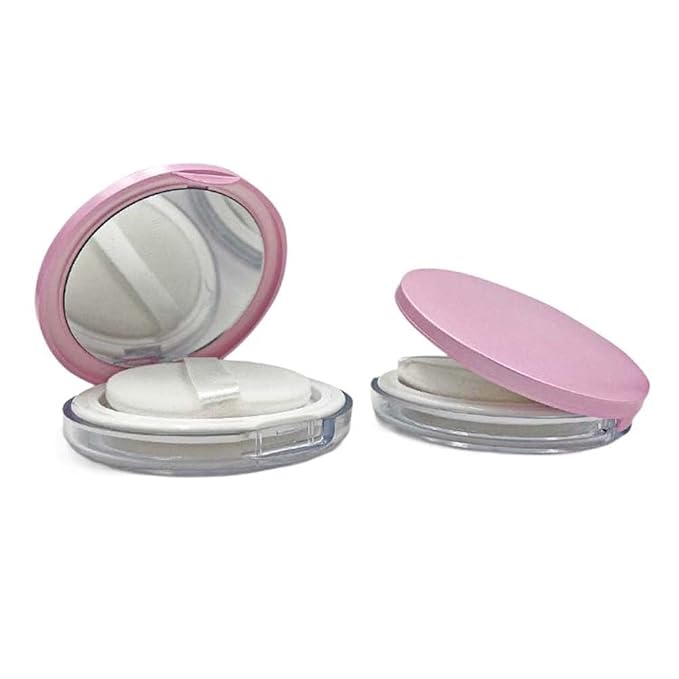 2 Pcs Loose Powder Container,3g Reusable Plastic Empty Powder Case Loose Powder Compact Case with Mirror and Net Sifter,Portable Makeup Powder case