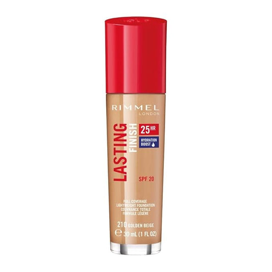 Rimmel London Lasting Finish 25HR - 210 Golden Beige - Foundation, 25-Hour Wear, Full Coverage, Waterproof, 1oz