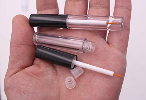 6Pcs 4ml Eyeliner Vials Tube Empty Refillable Plastic Clear Mascara Tube Eyelashes Tube Eyeliner Bottle With Plug and Black Lid Portable Travel Eyelash Growth Oil Tube Container