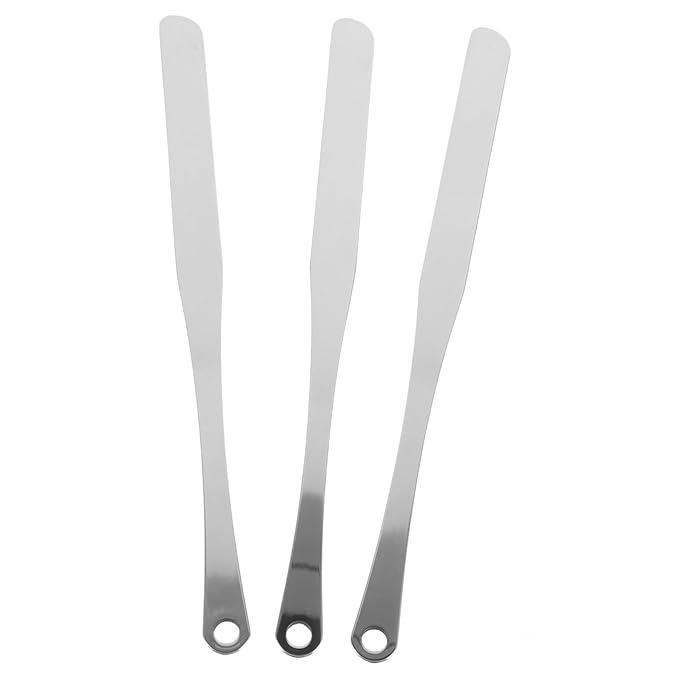 FRCOLOR 3pcs Tool Powder Foundation Blenders Metal Spatula Korean Makeup Scraper Palette for Makeup Cosmetic Mixing Spatula Makeup Spatula Mixer Beauty Spatula Stirring Rod Stainless Steel