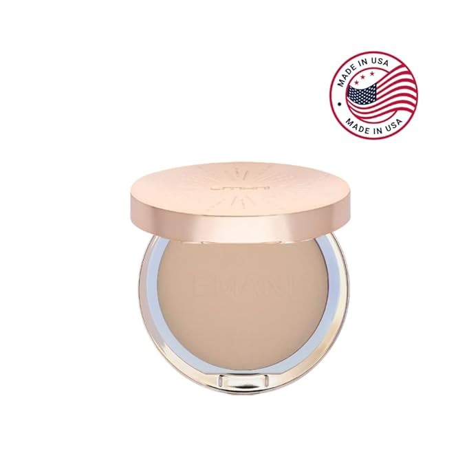 Emani Flawless Matte Powder Foundation Makeup for Sensitive Skin, Natural Mineral Foundation Compact with Buildable Coverage, Oil Control, Talc Free, Cruelty-Free & Vegan, Warm Beige