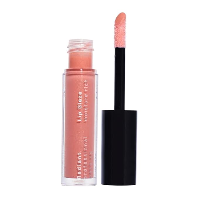 Radiant Professional Lip Glaze (15 Shades) - Ultra-Glossy, Moisturizing & Long-Lasting Hydration - High Shine Finish - Vegan Lip Glaze for Soft, Nourished Lips - Non-Sticky - (04 - PEACH SPARKLE)