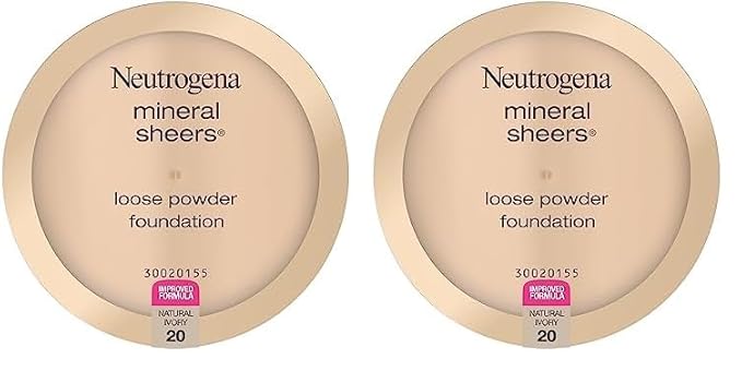 Neutrogena Mineral Sheers Lightweight Loose Powder Makeup Foundation with Vitamins A, C, & E, Sheer to Medium Buildable Coverage, Skin Tone Enhancer, Face Redness Reducer, Natural Ivory 20,.19 oz