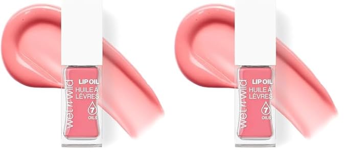 wet n wild Lip Oil - Lightweight, Non-Sticky, Hydrating & Nourishing Formula with Marula & Jojoba Oils, Vegan & Cruelty-Free - Fuzzy Pillow (Pack of 2)
