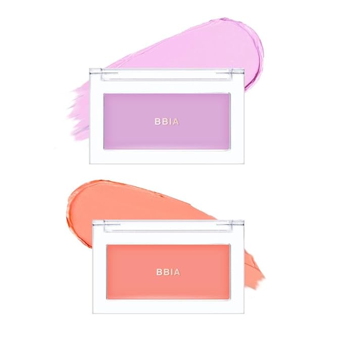 BBIA Ready To Wear Downy Cheek Cream Blush 2P Set (04 DOWNY LAVENDER + 05 DOWNY CORAL) / Blendable and Lightweight Cheek Makeup, Highly Pigmented with Long Wearing Formula