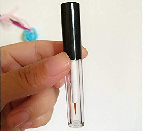6Pcs 4ml Eyeliner Vials Tube Empty Refillable Plastic Clear Mascara Tube Eyelashes Tube Eyeliner Bottle With Plug and Black Lid Portable Travel Eyelash Growth Oil Tube Container