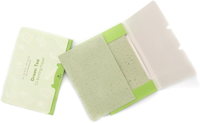 Kissy miss Green tea oil blotting sheets for face,100 sheets in 1 Pack,lift away excess oil,easy to slip into your purse, makeup bag, or even your pocket