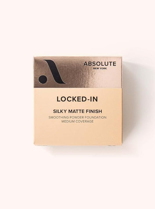 Absolute New York Locked-in Powder Foundation, Women Make-up Cosmetic Accessories, Long-Lasting Formula (MFLN01 Warm Porcelain, 2.4 oz)