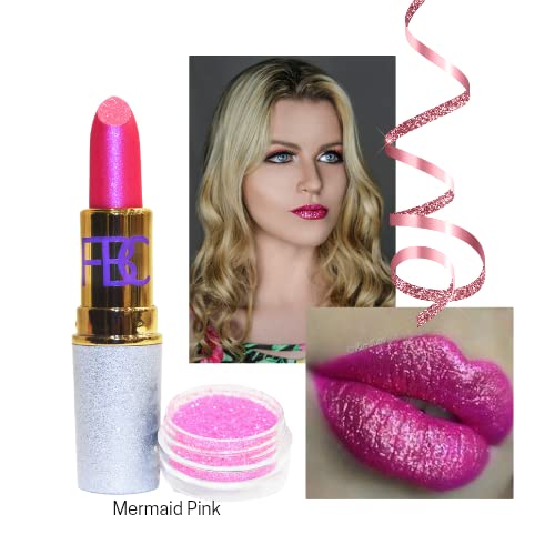 FBC Lipstick Mermaid Collection 0.79 ounces Lipstick for Women with Free Glitter - Hydrating and Lightweight with Vitamin E (Mermaid Pink)