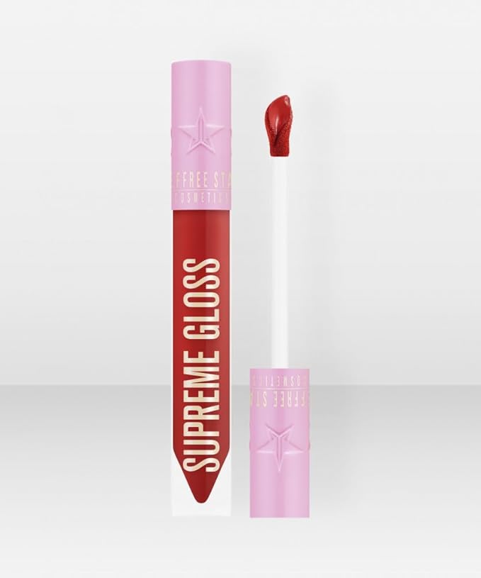 Jeffree Star Cosmetics Supreme Gloss – Red Affair (Medium) – Full-Pigment, High-Shine, Non-Sticky Lip Gloss with Rose Petal Applicator, Vegan & Cruelty-Free Formula