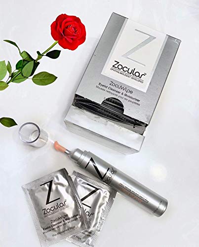 Zocuwipe Eyelid Wipes with Okra Complex - Eyelid Cleanser and Moisturizer Pads 30ct + Zocufill Elixir Eye Gel and Face Serum