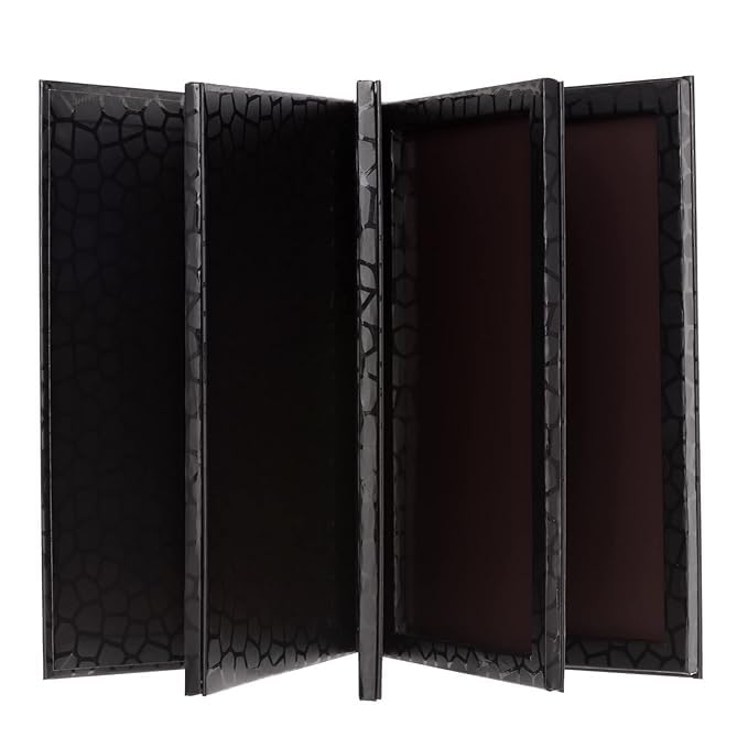 4-Layer Book Shaped Magnetic Palette Large Empty Makeup Palette Storage Box for Eyeshadow Lipstick Blush Powder (Black)