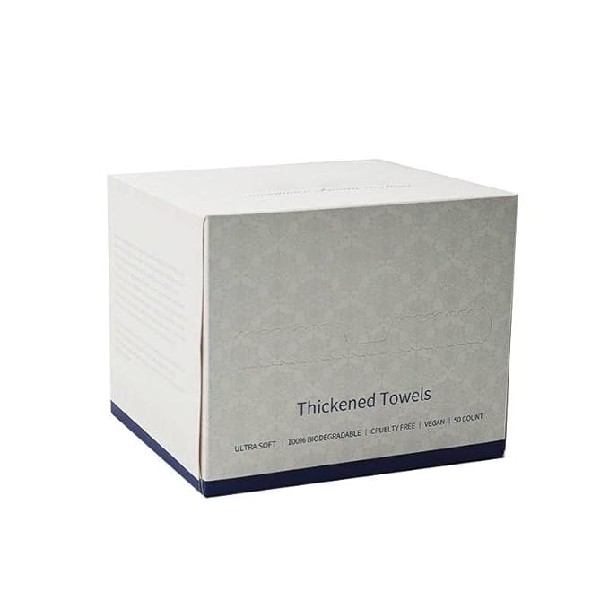 Face Cleaning Towels XL, 100% Biobased Face Towel, Disposable Face Towelette, Makeup Remover Dry Wipes, Ultra Soft, 50 Ct, 1 Pack