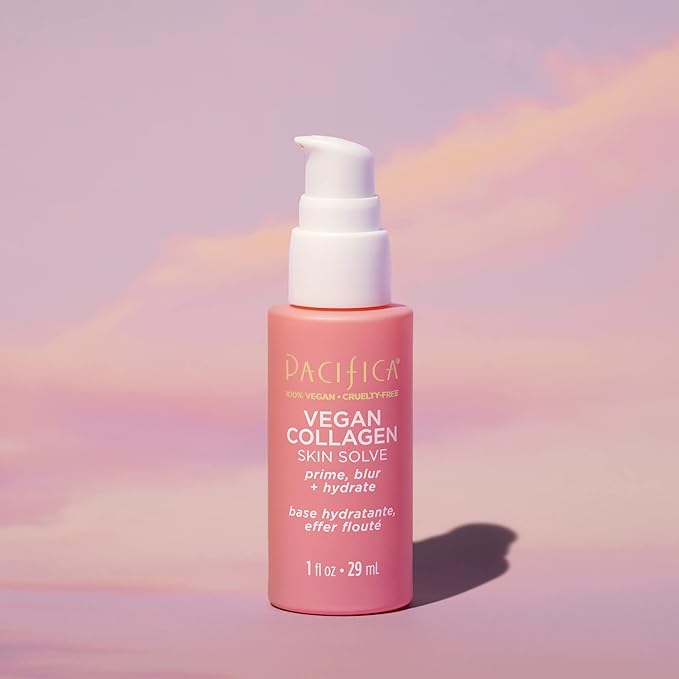 Pacifica Vegan Collagen Skin Solve Primer – 3-in-1 Face Primer that Primes, Blurs & Hydrates, Skincare-Infused Formula with Collagen Peptides, Hyaluronic Acid & Caffeine for Smooth Radiant Skin