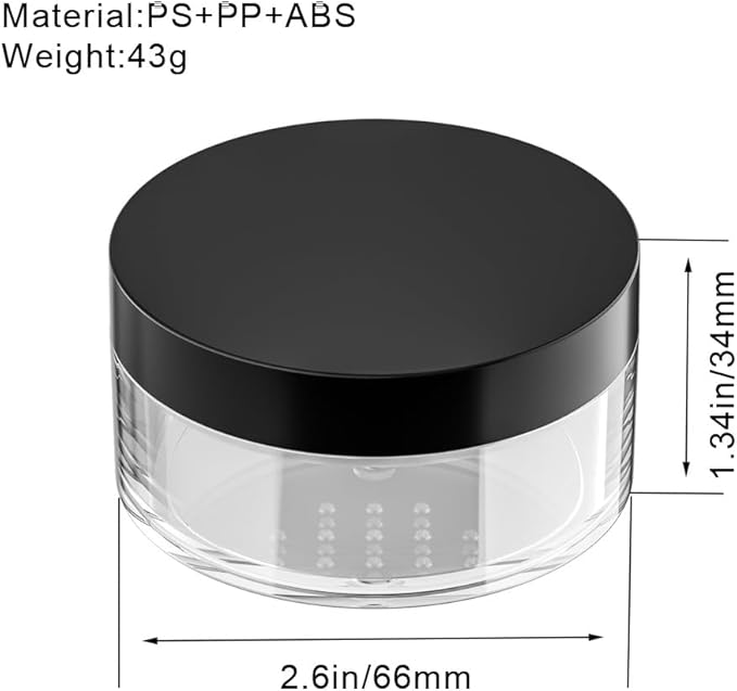 4 Packs 10ml/0.34oz Portable Loose Powder Container Makeup Case Travel Kit with Rotatable Sifter and Black Screw Lid