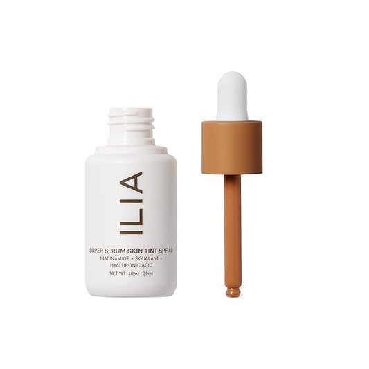 ILIA - Super Serum Skin Tint SPF 40 | Non-Comedogenic, Vegan, Lightweight to Help Against Blue Light, + Pollution while Hydrating, Smoothing, + Refining (Rialto ST13.5, 1 fl oz | 30 ml)