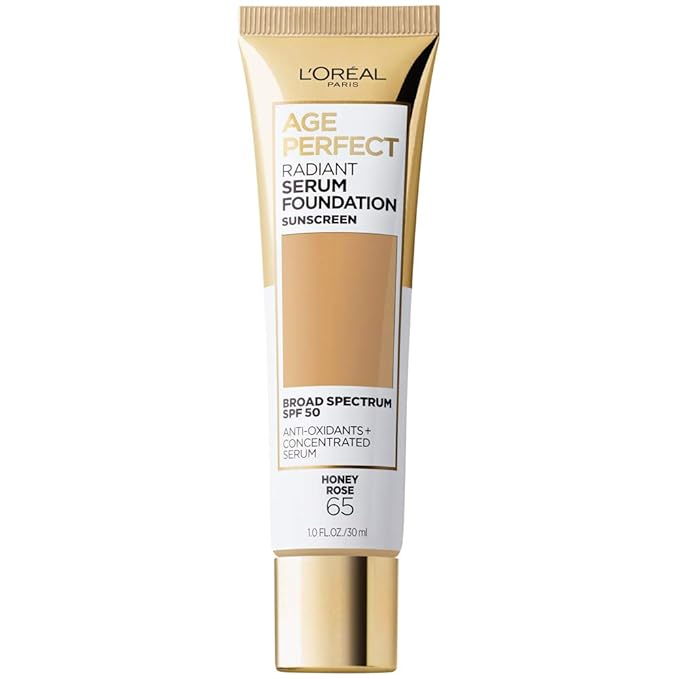 L'Oreal Paris Age Perfect Radiant Serum Foundation with SPF 50, Honey Rose, 1 fl. oz.