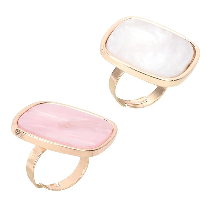 Beaupretty 2PCS Nail Palette Ring Nail Makeup Polish Ring Resin Marble Nail-Art Palette with Adjustable Finger-Ring