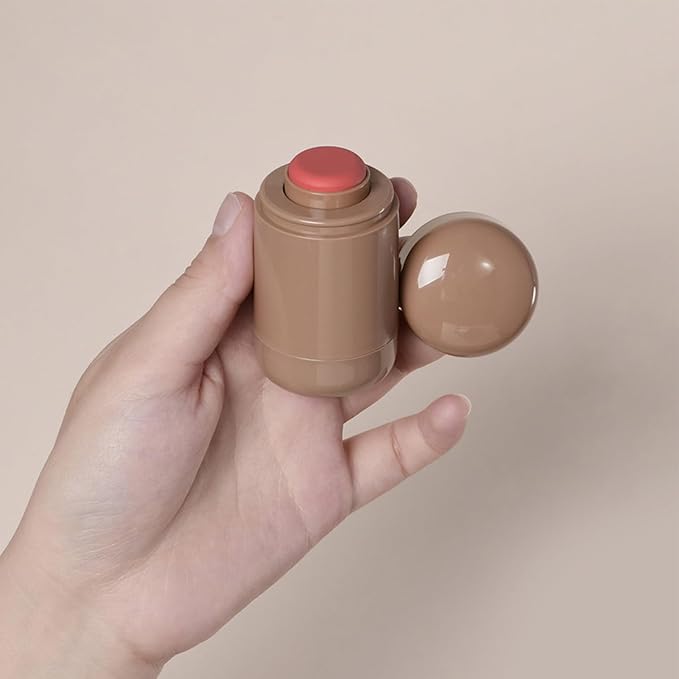 Cream Blush stick, Natural-Looking Matte Finish Makeup Blush stick, Hydrating Long Lasting Lightweight Blendable Blush for cheeks (#3 Bright Coral, 1 PC)