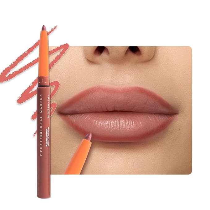 Retractable Matte Lip Liner Pencil, Salmon Plump Lip Liners Long-Lasting Creamy Formula for Shaping & Sculpting lip filler pen, Subtle Touch Velvet Pigmented Crayon Lip Liner 07#
