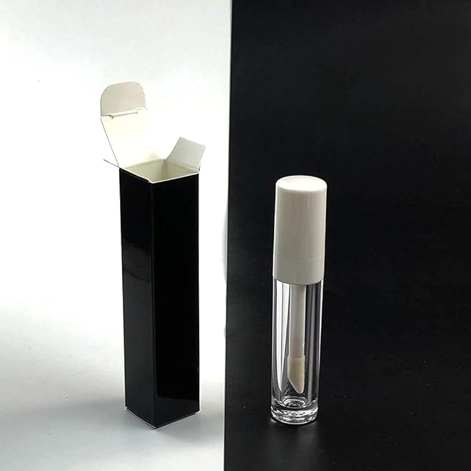 COSIDEA 50 pieces 350gms lip gloss paper box, lipgloss mascara eyeliner packing box for DIY cosmetic, (25 * 25 * 117mm, Black)