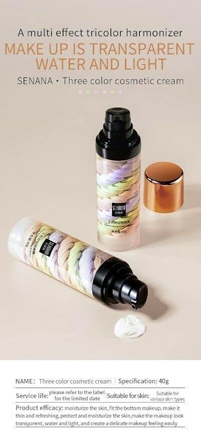One Step Color Corrector Tri-Color contour Isolation Cream Skin Tone Correcting & Brightening Makeup Primer Neutralizing Dark Circles & Veins Correcting Redeness for Glowing, Flawless Makeup (3 Packs)