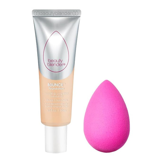 Beautyblender Bounce Liquid Whip Long Wear Foundation (2.30 W Light Golden) & Original Pink Beauty Blender Makeup Sponge Bundle