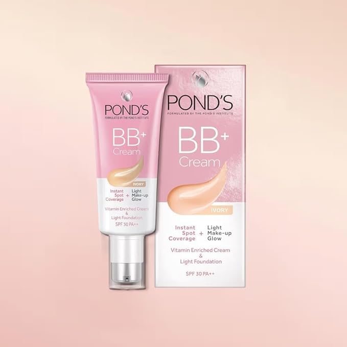 POND-S BB+ Cream, Lightweight Natural Foundation, Ivory, All Skin Types 30g (Pack of 2)
