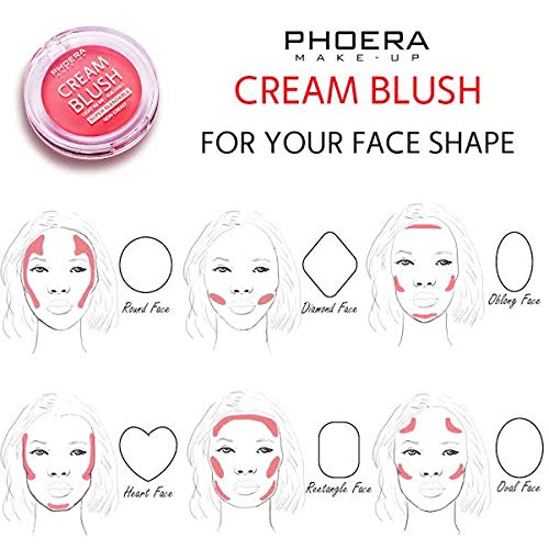 PHOERA Makeup Face Cheek Blush Cream Matte Blusher Super blend-able Sweat-Resistant Pressed Foundation Non_Greasy Palette (105 DUSK)