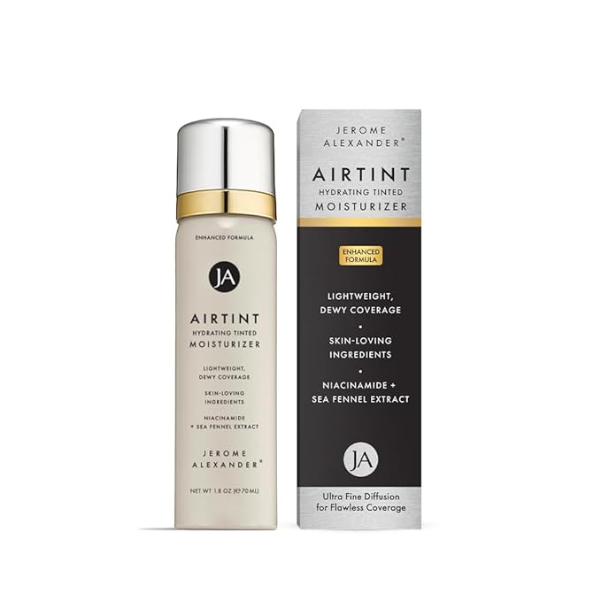 Jerome Alexander MagicMinerals AirTint Tinted Moisturizer AirBrush Spray Light Shade | Tinted Moisturizer Spray with Anti-Aging Ingredients | Cognac