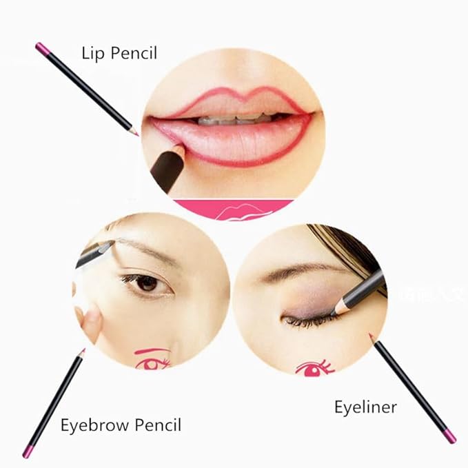 AKOAK Wooden Women's Lip Pencil, Waterproof Cosmetic Lipstick Pencil, Pack of 2