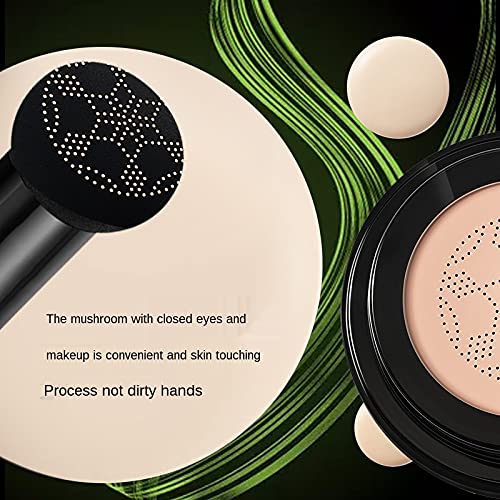 Air Cushion CC Cream Mushroom Head Foundation, Moisturizing Concealer Makeup Base, Full Coverage, Nude Long Lasting Waterproof Matte BB Cream (Natural)