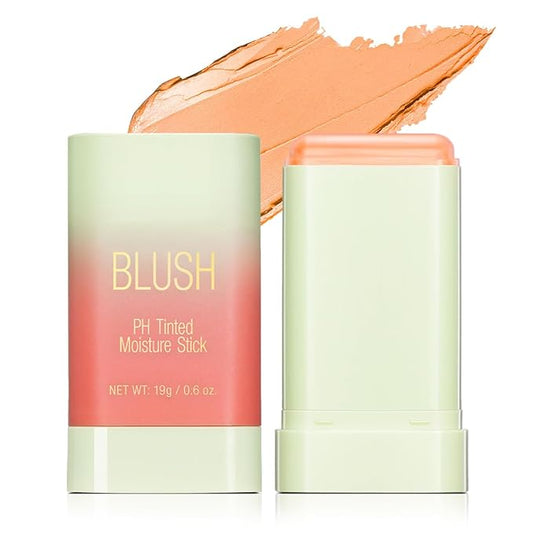 PH Color Changing Multi-purpose Hydrating Tinted Solid Blush Stick for Cheek/Eyes/Lips (3# Coral Orange)