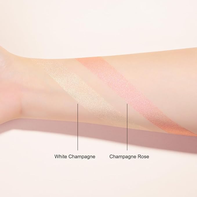 Highlighter Makeup Palette Highlighter Powder Glossy Glitter Highlight Makeup Palette come with mirror -Whtie Champagne