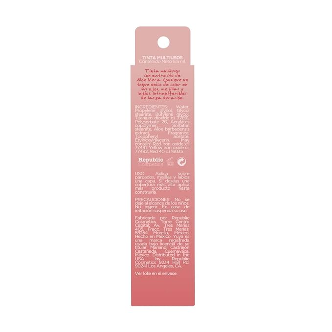 YuYa - Republic Cosmetics Párvula Lips, Cheeks and Eyes Long Lasting Tint Aloe Vera Pink - lips, cheeks & eyes - 5.5 ml