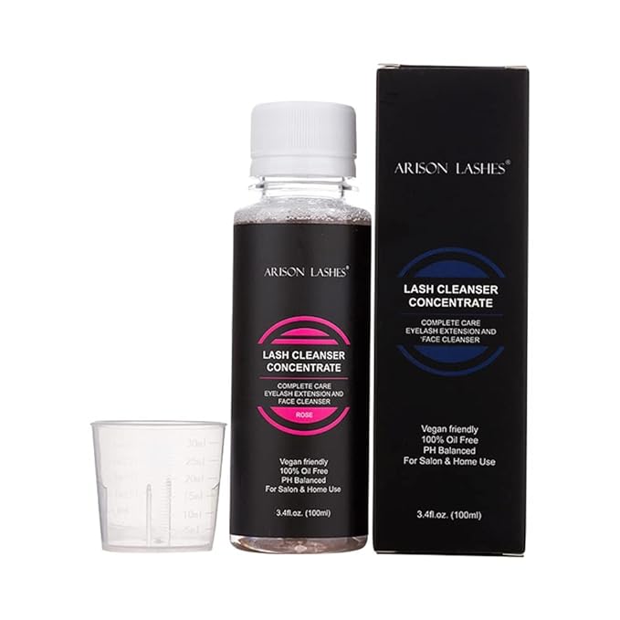 ARISON LASHES Lash Shampoo Concentrate for Lash Extensions Eyelash Cleanser Concentrate Oil-Free Eyelash Extension Shampoo with Salon Home Care(100ML Rose)