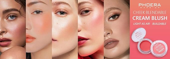 PHOERA Makeup Face Cheek Blush Cream Matte Blusher Super blend-able Sweat-Resistant Pressed Foundation Non_Greasy Palette (106 SUNSET)