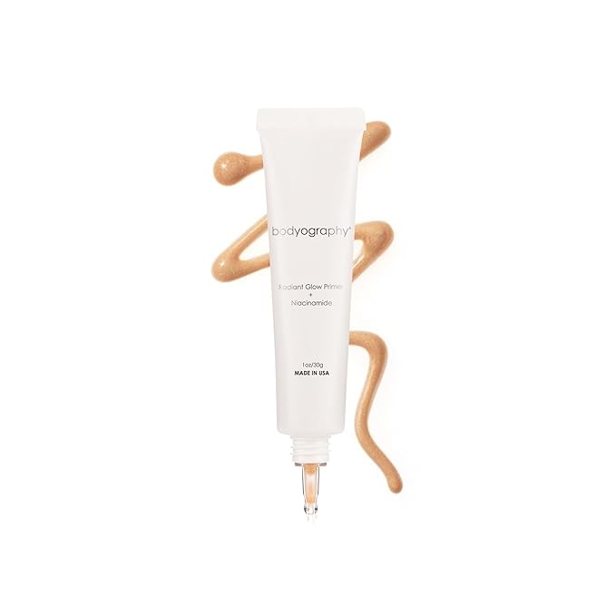 Bodyography Radiant Glow Primer + Niacinamide | Hydrating Makeup Primer with Light-Reflecting Pearls & Hyaluronic Acid | Silicone-Free Face Primer for a Long-Lasting Base