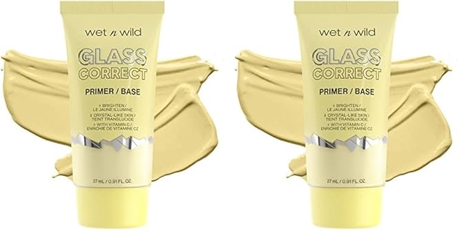 wet n wild Prime Focus Glass Skin Correct Primer, Bright Crystal Finish, Yellow (Pack of 2)